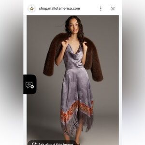 Anthropologie Purple Fringe Cowl Neck Jumpsuit